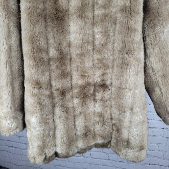 VTG Style VI Ltd Brown Faux Fur Hook & Loop Pockets Collared Lined Coat USA 18 - Picture 11 of 16